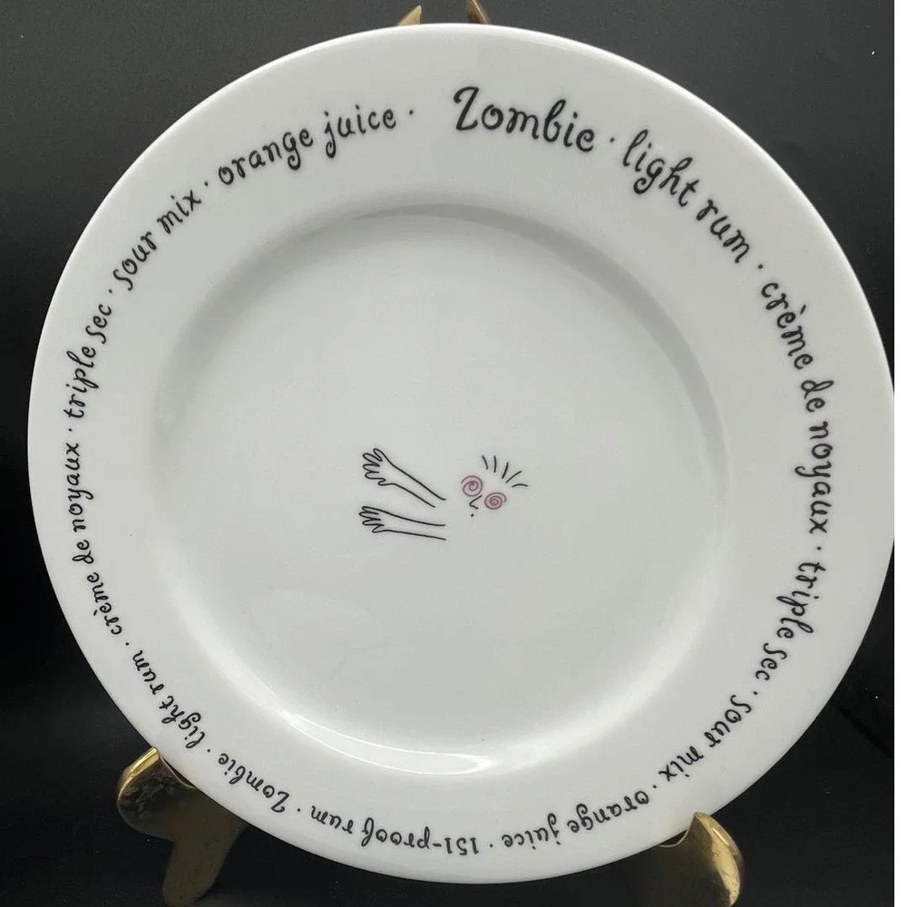 Vintage Y2K Set Of 4 Bar Lingo/Recipe Salad Dessert Snack Plates by Pottery Barn